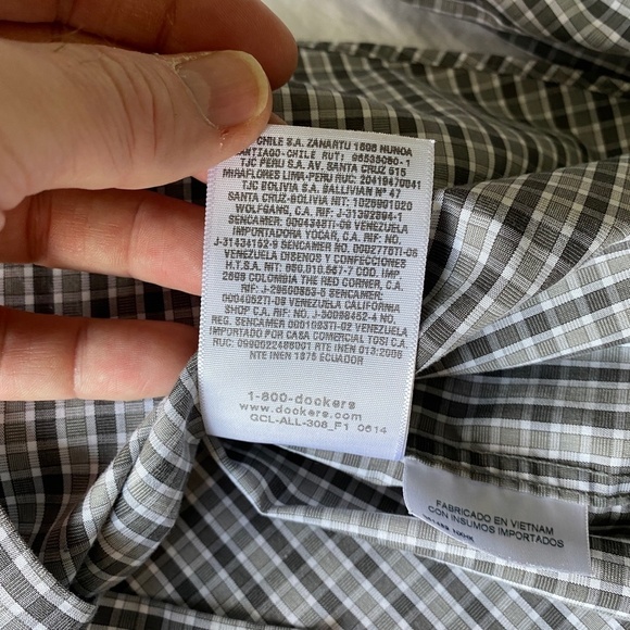 Dockers Men's Classic Fit Gray Checker Long Sleeve Button Up Shirt Size Medium - Picture 8 of 12